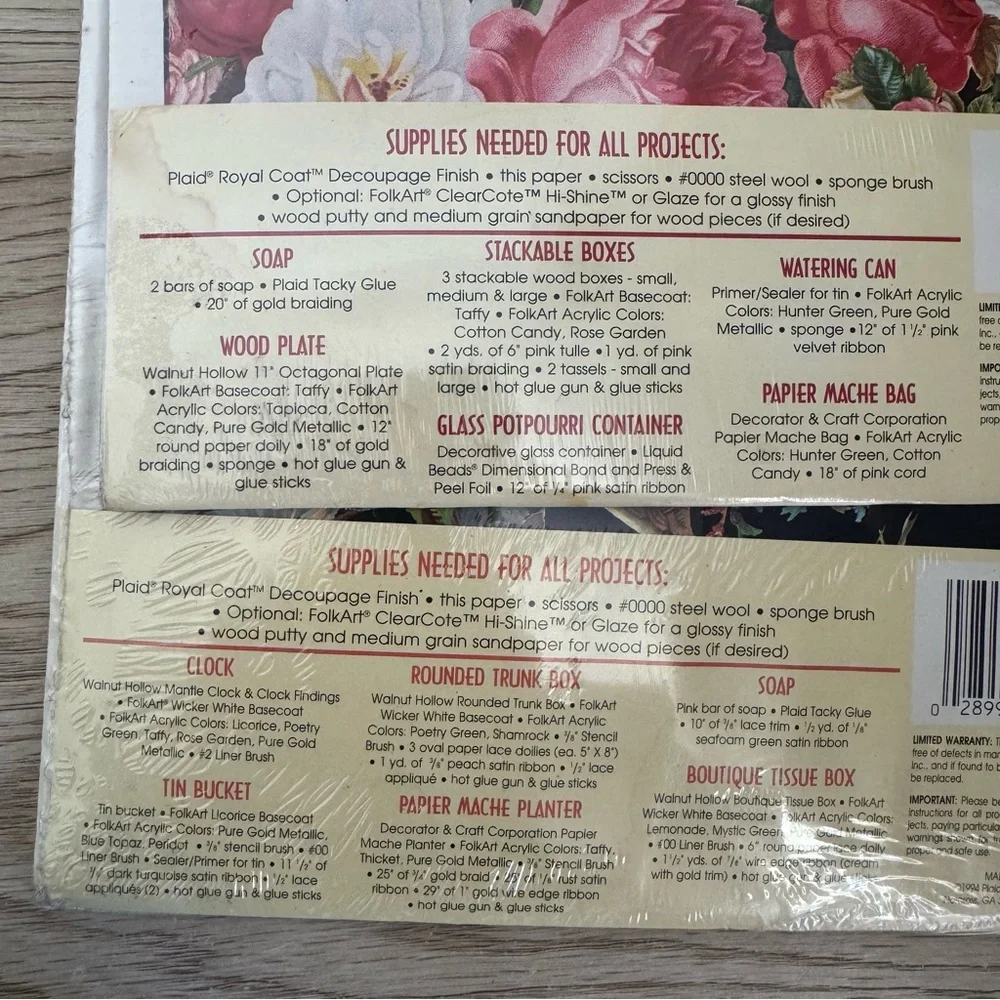 Plaid Decoupage Paper & Projects 1455 Floral Onyx & 1454 Rose Garden 21x30 Sheet